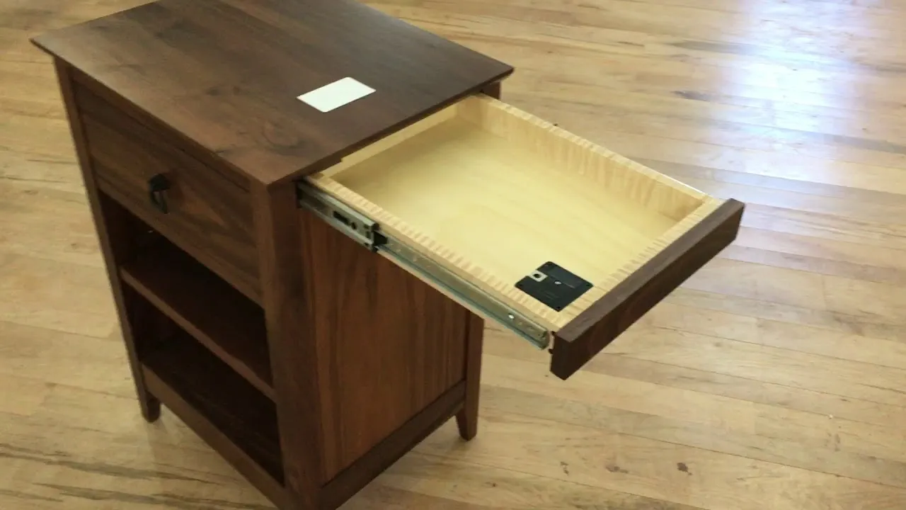 Walnut nightstand with hidden RFID drawer