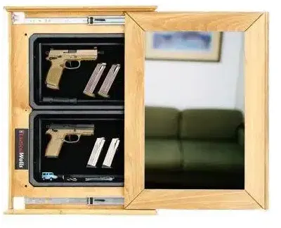 The Guardian | Oak Mirror with Concealed Pistol Storage